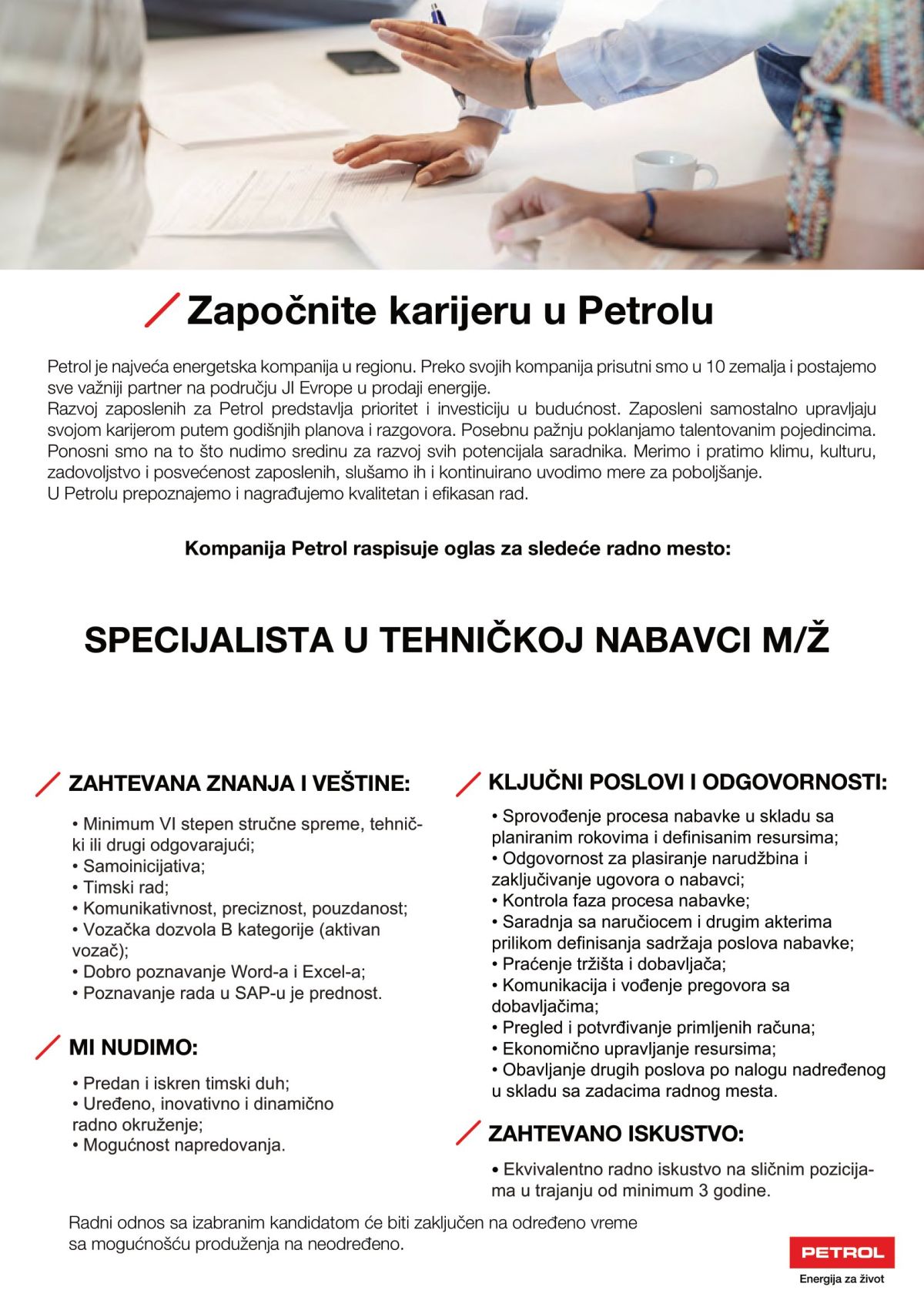 Specijalista u tehničkoj nabavci Petrol d o o